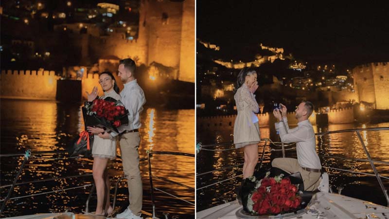 marriage proposal in Okurcalar on yacht